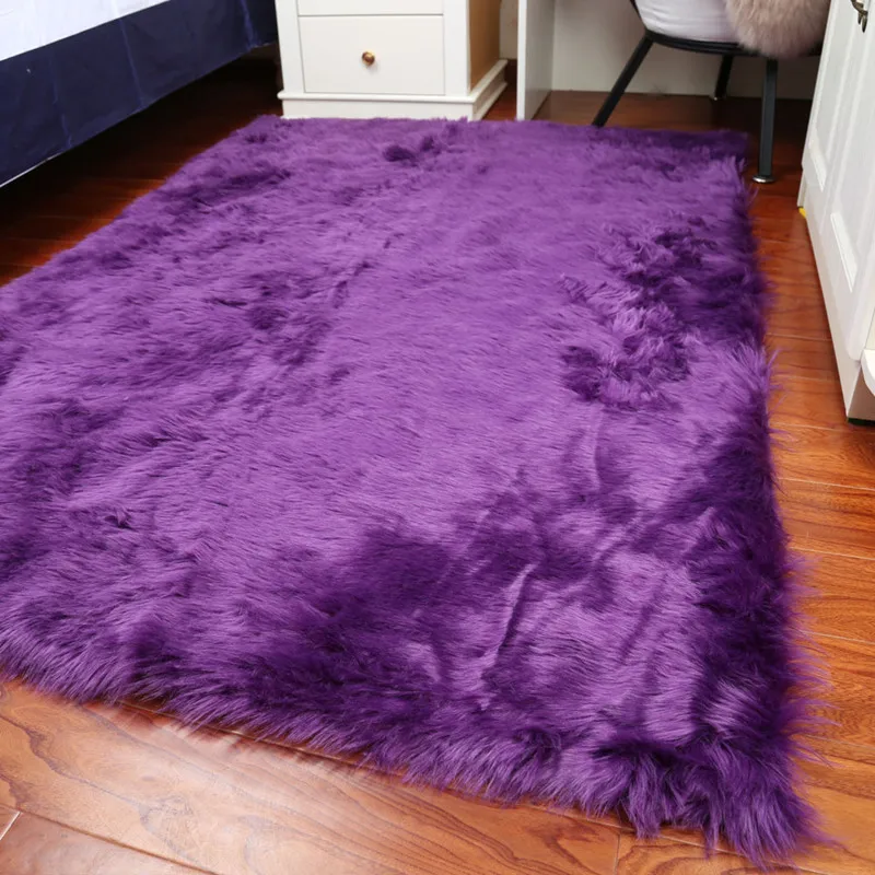 Прямоугольный Пушистый Ковер из овчины искусственный коврик для сиденья простой