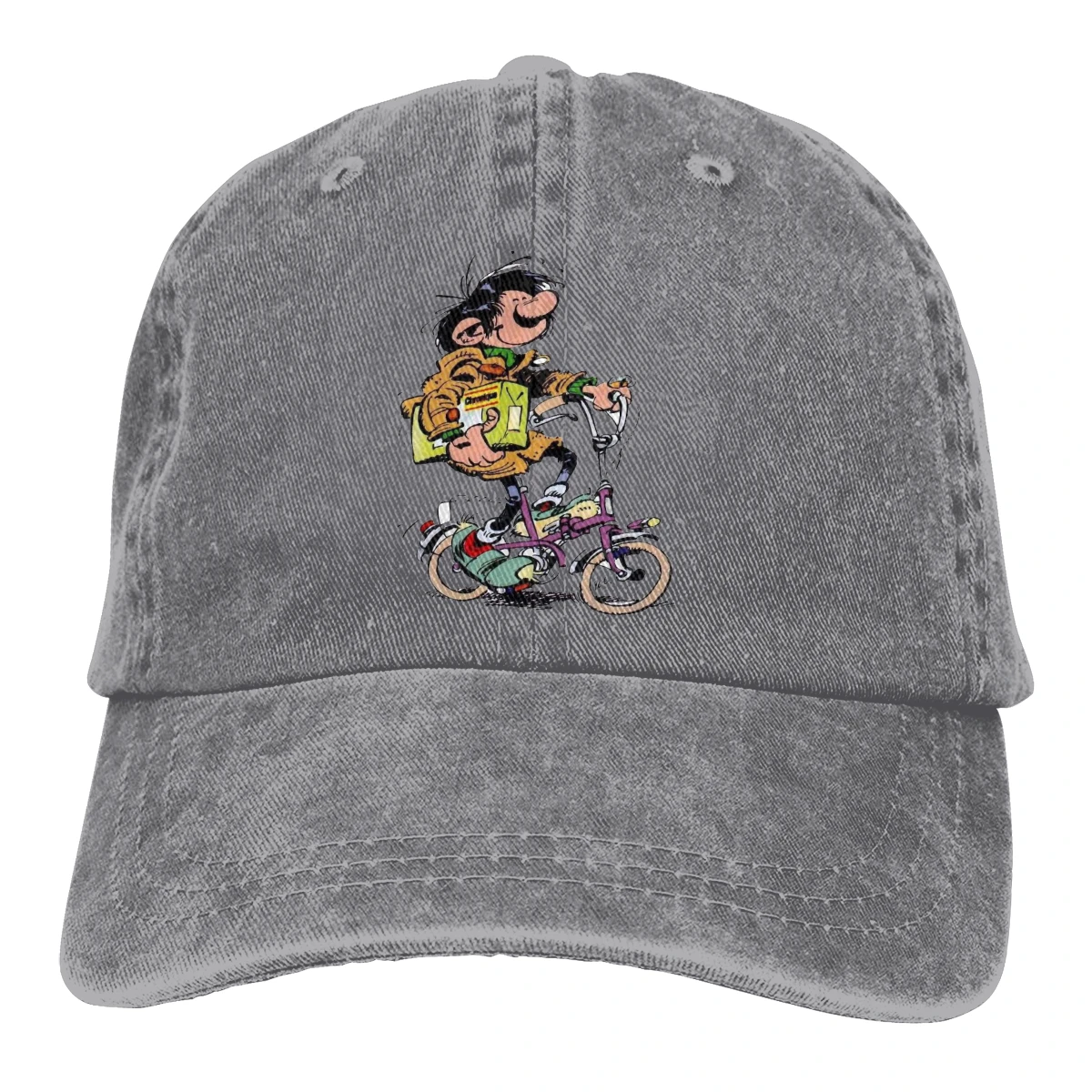 

Adjustable Solid Color Baseball Cap Funny Cartoon Washed Cotton Gaston Lagaffe Anime Sports Woman Hat