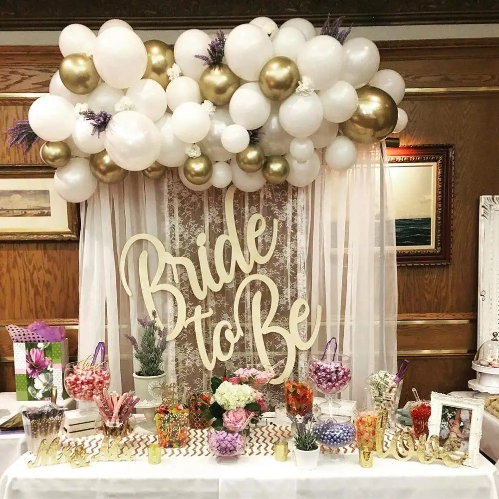 Шар АРКА и комплект гирлянды 100 шт хром Жемчуг белый металлический золотой