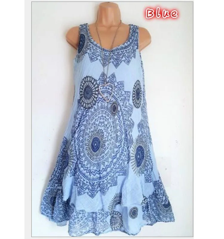 

2019 Autumn Printed Double Layer Dress Maxi Dress Sleeveless Hot Selling S-5xl