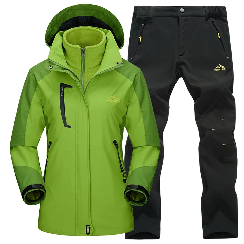 Женская куртка с флисовой подкладкой и штаны зимнее уличное теплое пальто из 3