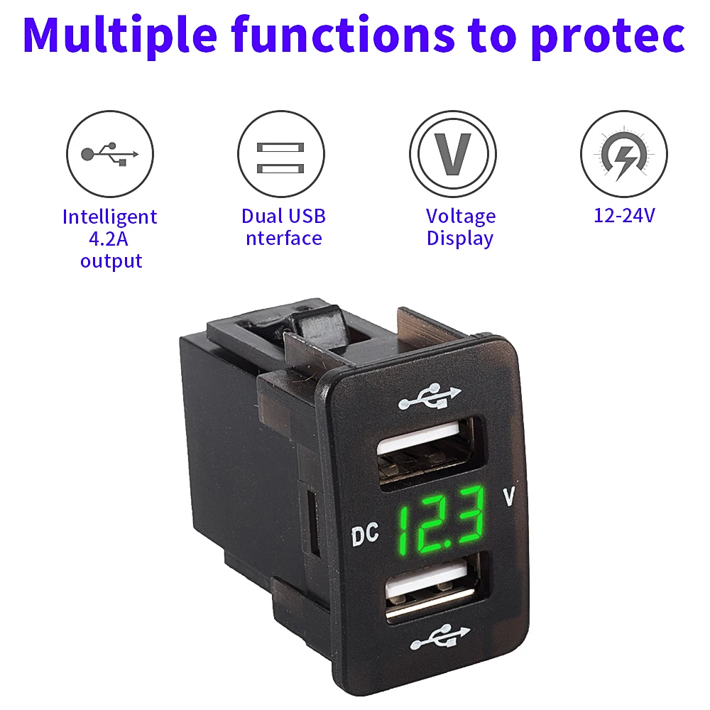 Автомобильное зарядное устройство с двумя USB портами со светодиодным