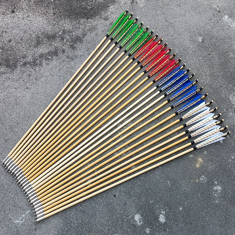 12 шт. болты для стрельбы из лука ручной работы 80 см деревянные стрелы индейки