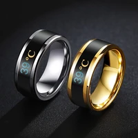 trendy smart temperature ring multifunctional intelligent ring titanium steel couple finger digital rings jewelry accessories
