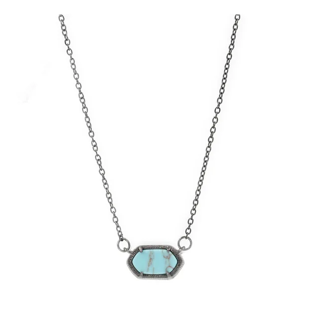 Black Turquosie N Маленький овальный Кулон Druzy, ожерелье, лучшее качество, черный цвет, блестящий кулон, ожерелье, женский подарок, модные ювелирные изделия - Окраска металла: Black Turquosie N