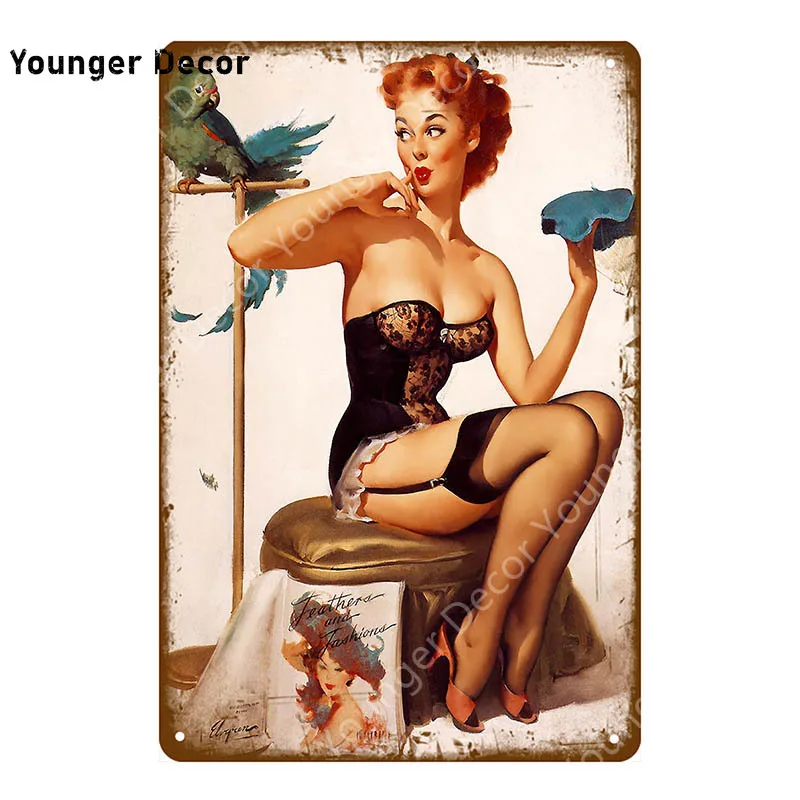 В европейском стиле с изображением девушке в пин ап плакат из металла наклейки