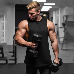 Майка мужская хлопковая для бодибилдинга, модный жилет для спортзала и фитнеса, рубашка без рукавов, простая повседневная одежда для воркаута, лето