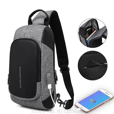 

Men's Chest Bag Fashion Shoulder Messenger Bag USB Crossbody Bag Outdoor Sport Short Trip Pack