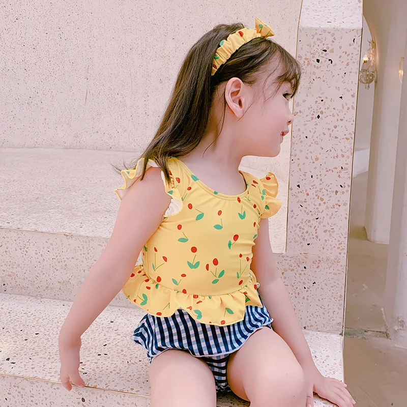 Новый стиль милый купальник из двух частей для девочек в Корейском стиле с