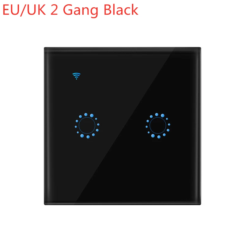 EU UK 2 Gang Black 1/2 банды Wi-Fi сенсорный выключатель света Умный Свет Панель управления настенный прерыватель США/ЕС/Великобритания стандартная работа с Alexa Google Home - Комплект: EU UK 2 Gang Black