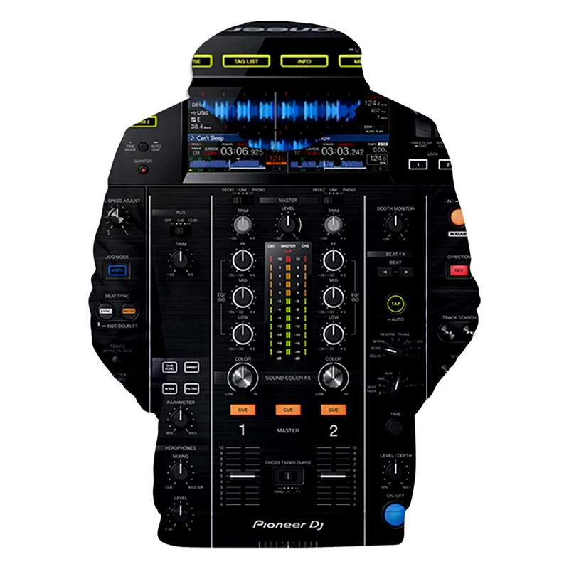 3D печати пионер ди джей толстовки для ночного клуба Dj с капюшоном верхняя одежда