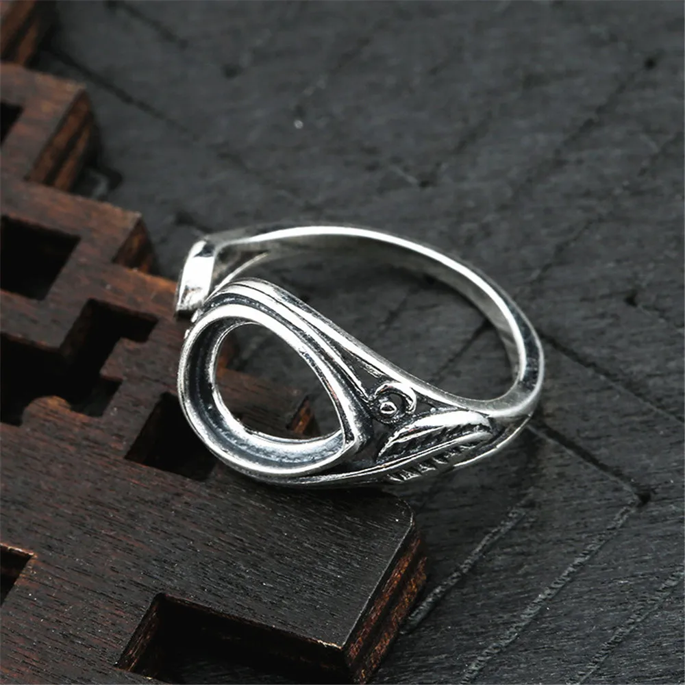 

Ring Blank for 8x10mm Oval or Teardrop Cabochons Thai Sterling Silver Adjustable Band Ring Setting JZ0018