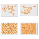 4 шт.компл., трафареты для выпечки тортов, цветов, роз и гинкго, Размер A4