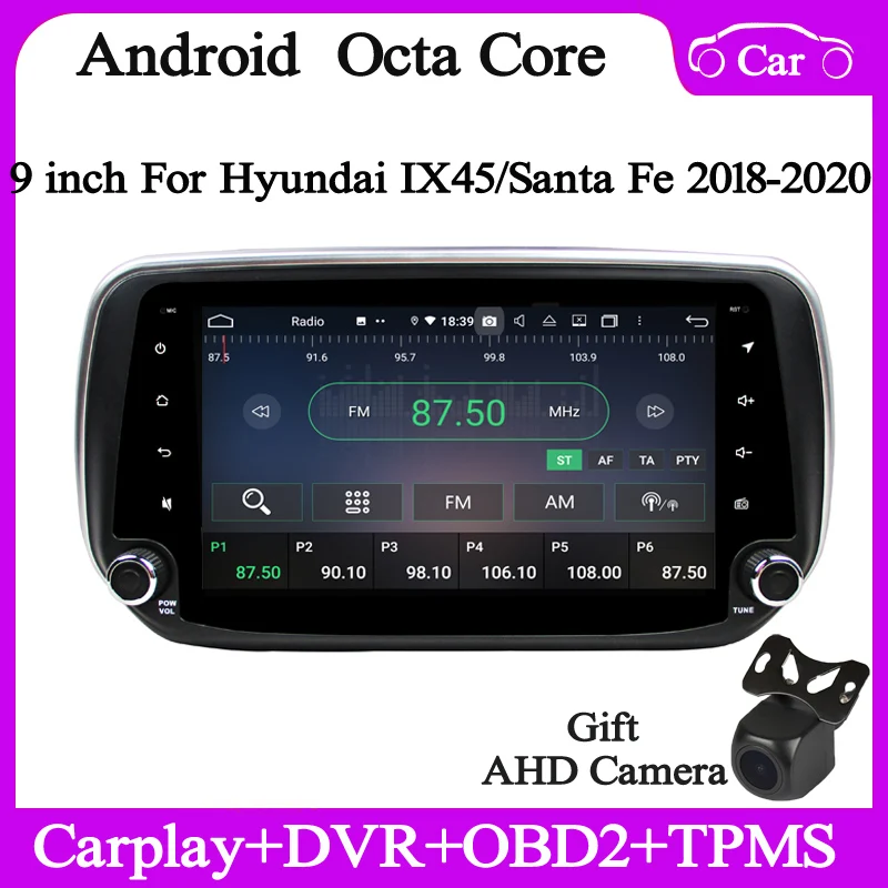 

4+64G 2din Android12 Car DVD player for Hyundai IX45 Santa Fe 2018 2019 2020 gps navi audio stereo wifi DSP carplay bluetooth