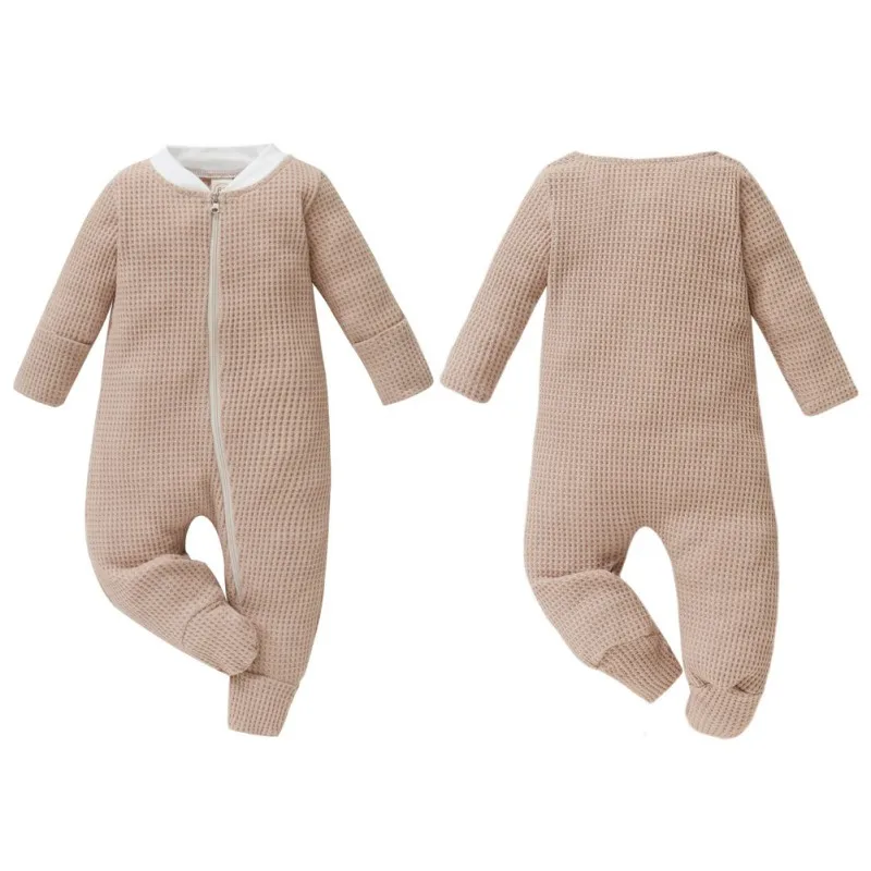 

Baywell Newborn Baby Rompers Infant Boys Girls Zipper Footed Jumpsuit Autumn Spring Soft One-Pieces Romper Clothes For 3-18M