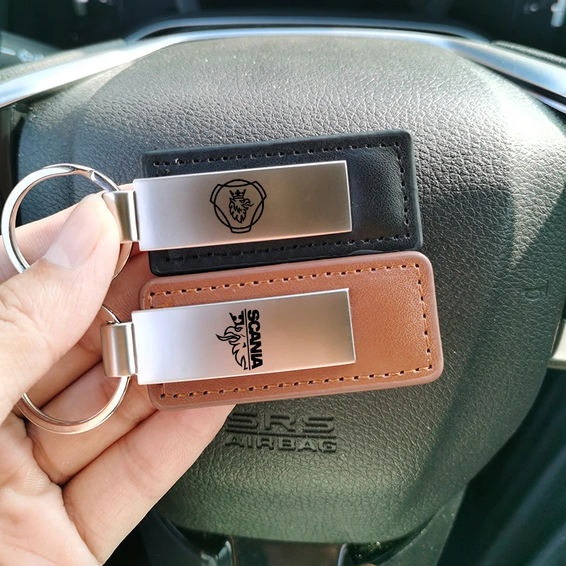 Новинка металлический Кожаный Автомобильный брелок для ключей кольца SAAB Scania Truck