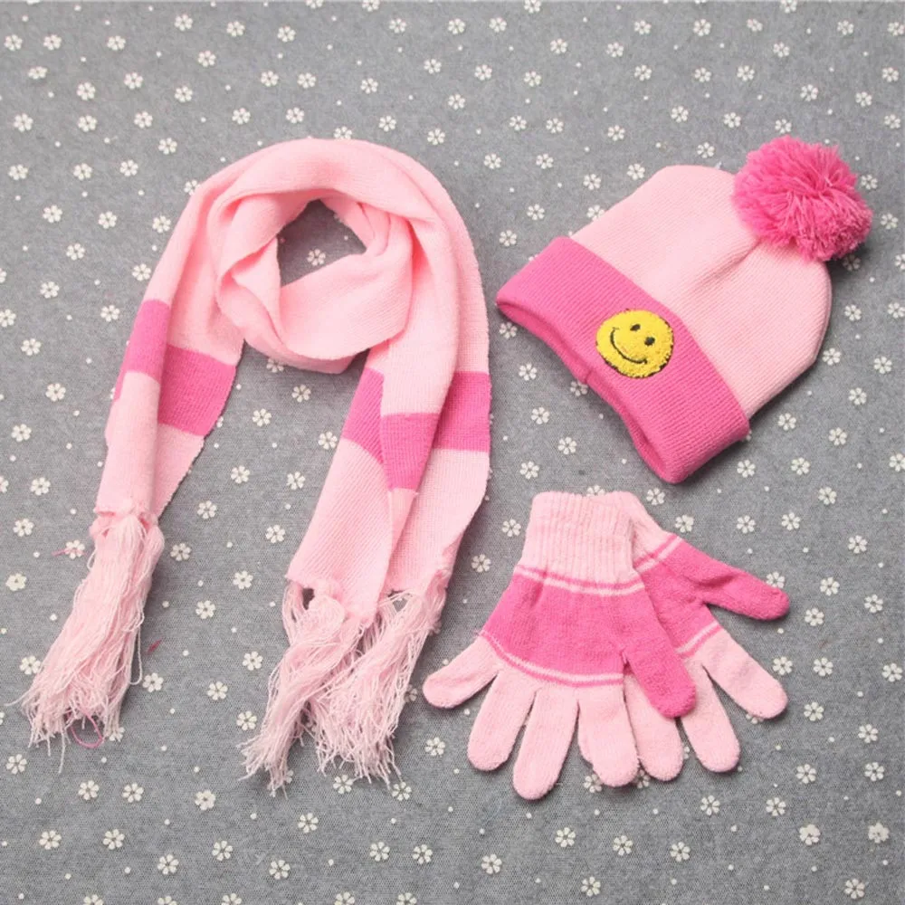 3 комплекта зимний шарф для мальчиков и девочек с смайликом теплые шарфы Детские