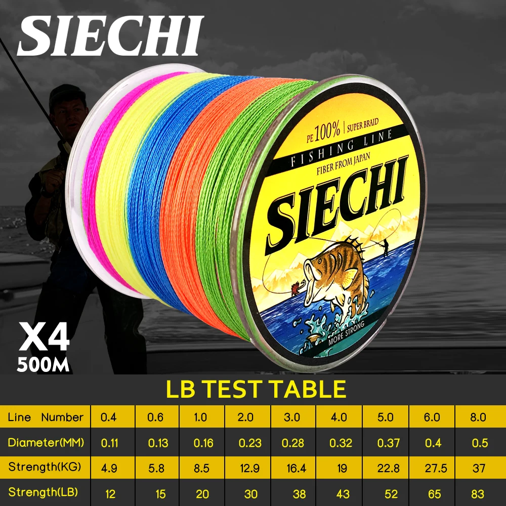 SIECHI плетеная рыболовная леска 4 нити прочная 500 м PE морская карповая Tresse Peche Angeln