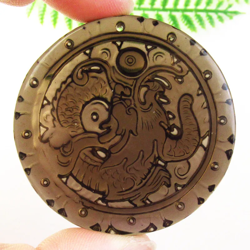 

50x10mm 41g Ice Obsidian Handwork Dragon Lucky Blessing Pendant For Men's Women's Jewelry