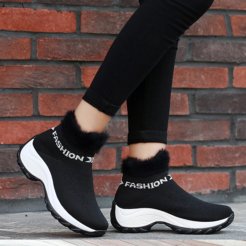 Женская обувь ботильоны на платформе женская зимняя меху теплая сапоги до