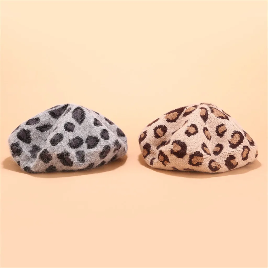 Хит продаж женские осенне зимние береты шляпа французский стиль Леопардовый