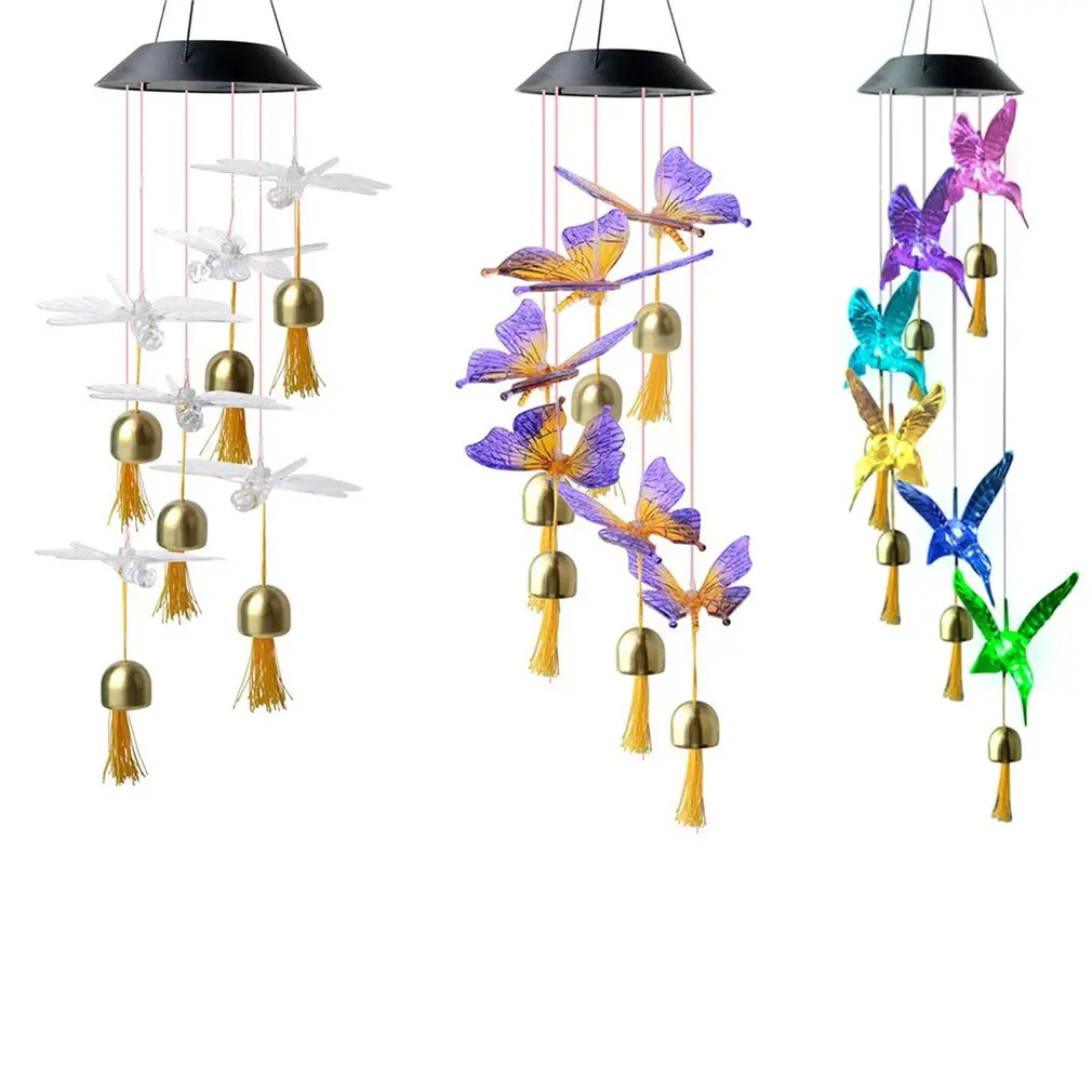 

Home Garden Romantic Hanging Pendant Outdoor Hanging Wind Chimes Lights LED Solar Wind Chimes Color Changing Light