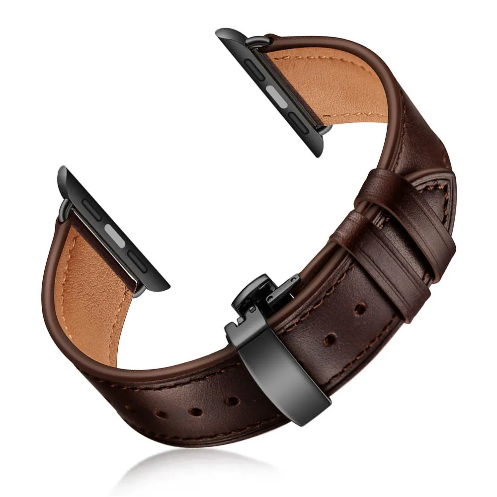 Новый дизайн масло воск кожаный ремешок для наручных часов Apple Watch SE группа серии 6