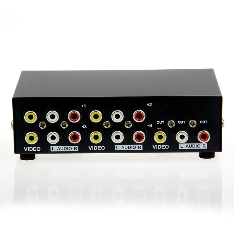 Аудиовыключатель JUXIN 4 в 1 RCA порта 3RCA аудио видео преобразователь для HDTV LCD