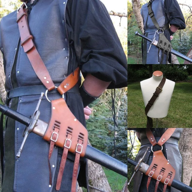 Средневековый плечевой ремень держатель меча кожаный ножницы лягушка Ларп