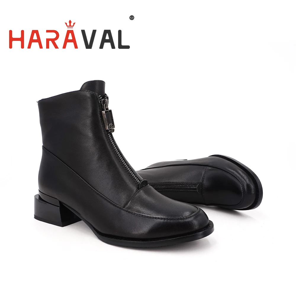 Женские ботильоны из натуральной кожи HARAVAL модные ковбойские ботинки на низком