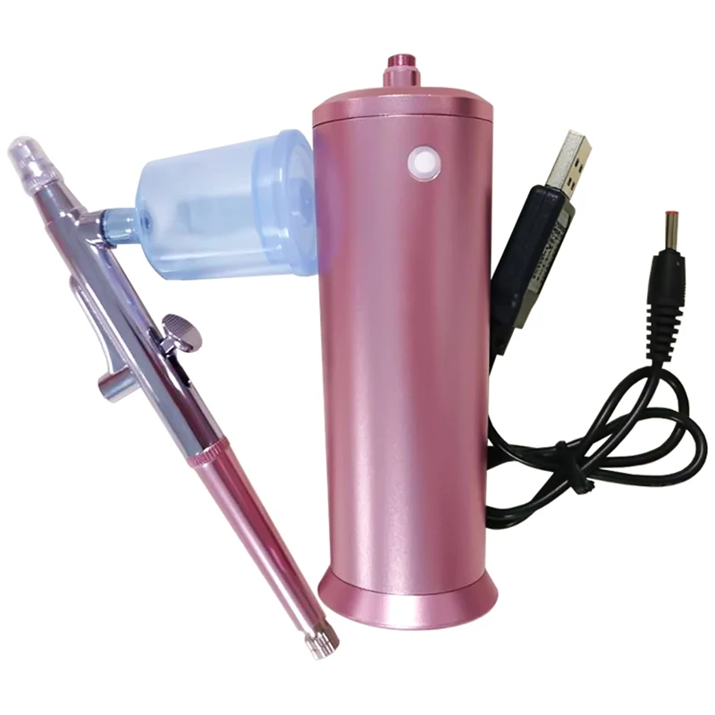 Розовый мини воздушный компрессор 0 3 мм Аэрограф для нейл арта тату поделок набор
