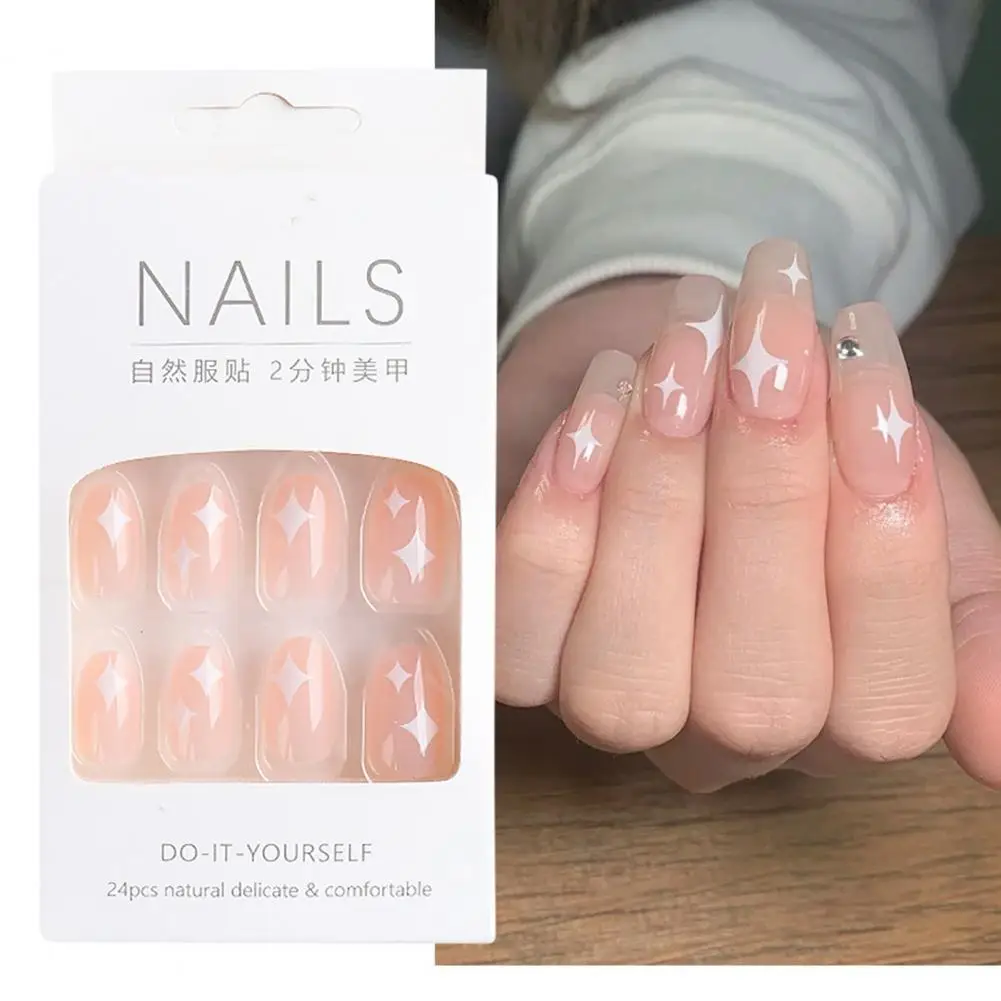 24Pcs/Box Detachable Nail Patch Fresh Style Multiple Patterns Round Head Wear Finished Full Cover for Female | Красота и здоровье