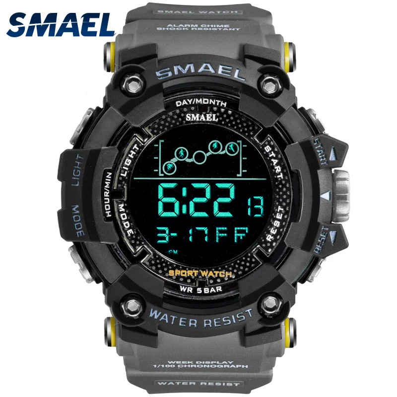 

Digital Watch Swimming 50M Waterproof SMAEL LED Watches Digital Timing Week Display Alarm Clock 1802 Men Watches Sports relogio