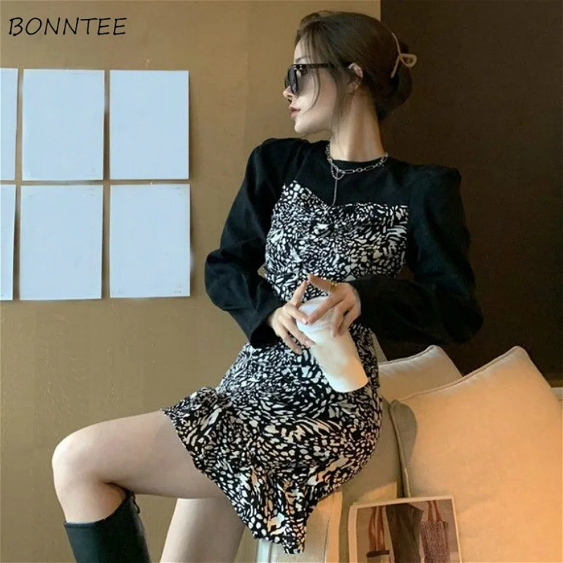 

Dresses Women Long Sleeve Korean Style All-match Trendy Ulzzang Vintage High Street Students Mujer Spring Comfortable Vestidos