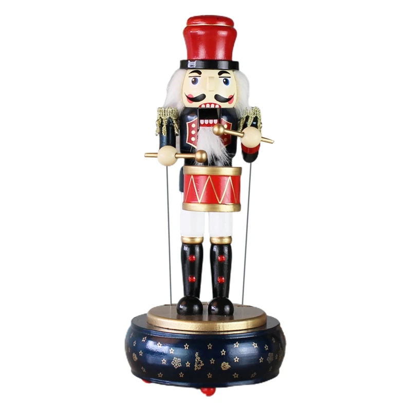 

Wooden Nutcracker Soldier Doll Music Box Kids Toy Handicrafts Home Desktop Decoration Xmas Christmas