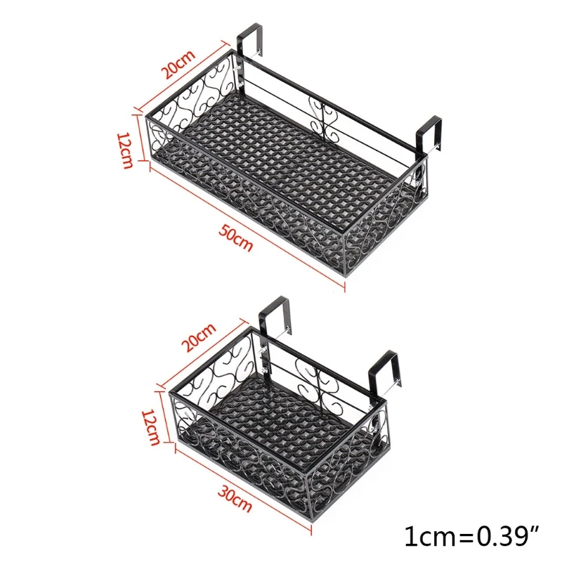 

Rectangle Hanging Flower Pot Rack Organizer Flowerpot Storage Balcony Flower Pot Holder Hanging Shelf Basket with Hooks