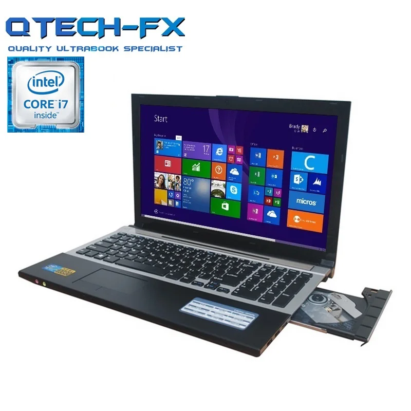 I7 игровой ноутбук 15," 8 GB Оперативная память SSD 128/256/512GB DVD быстро Процессор металлический компьютерный Бизнес с испанско-русской клавиатурой