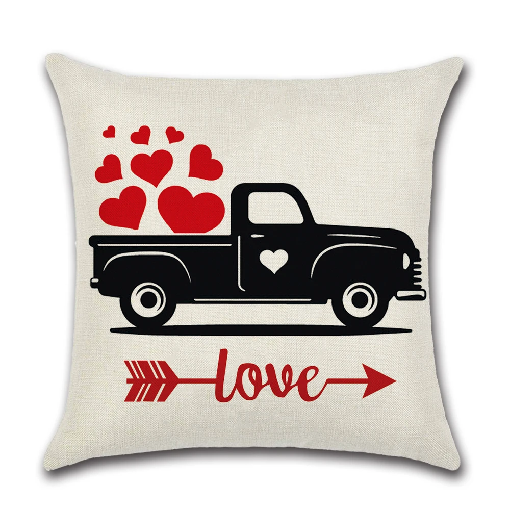 Наволочка на День святого Валентина красная клетчатая романтическая парная