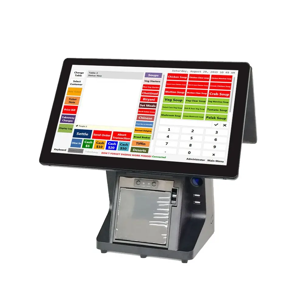 POS терминал Windows сенсорный кассовый аппарат 15/15 дюйма Pos все в одном коммерческий