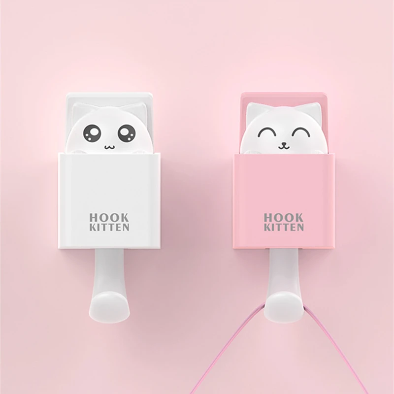 

1 Pcs High quality Wall Strong Suction Cup Cute cat Towel Hats Bag Key Hook Hangers Vacuum Sucker Fridge sticker Nano tape
