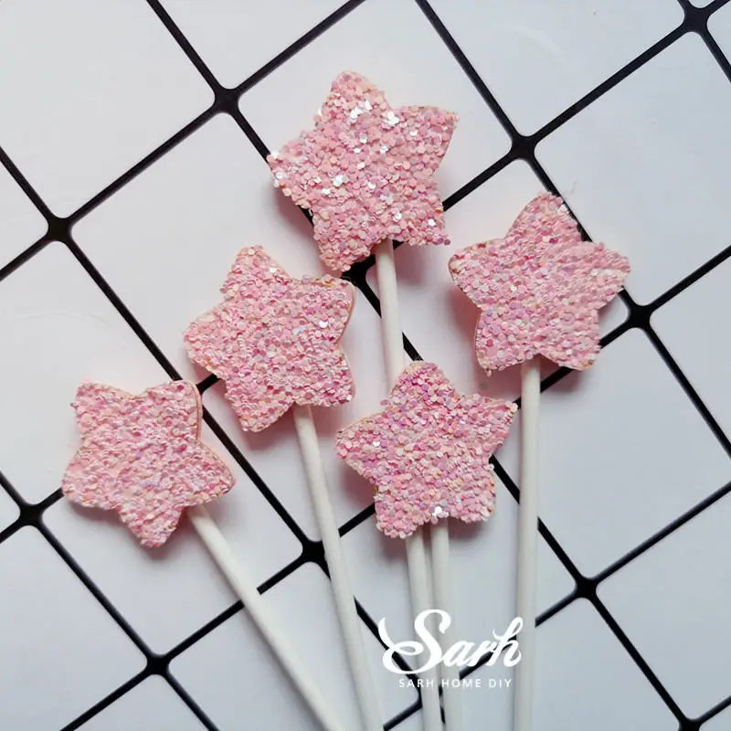 5pc pink stars Hairball палатка олень Девушка торт Топпер для свадьбы жениха и невесты с днем рождения принадлежности для выпечки вечерние украшения прекрасный подарок - Цвет: 5pc pink stars