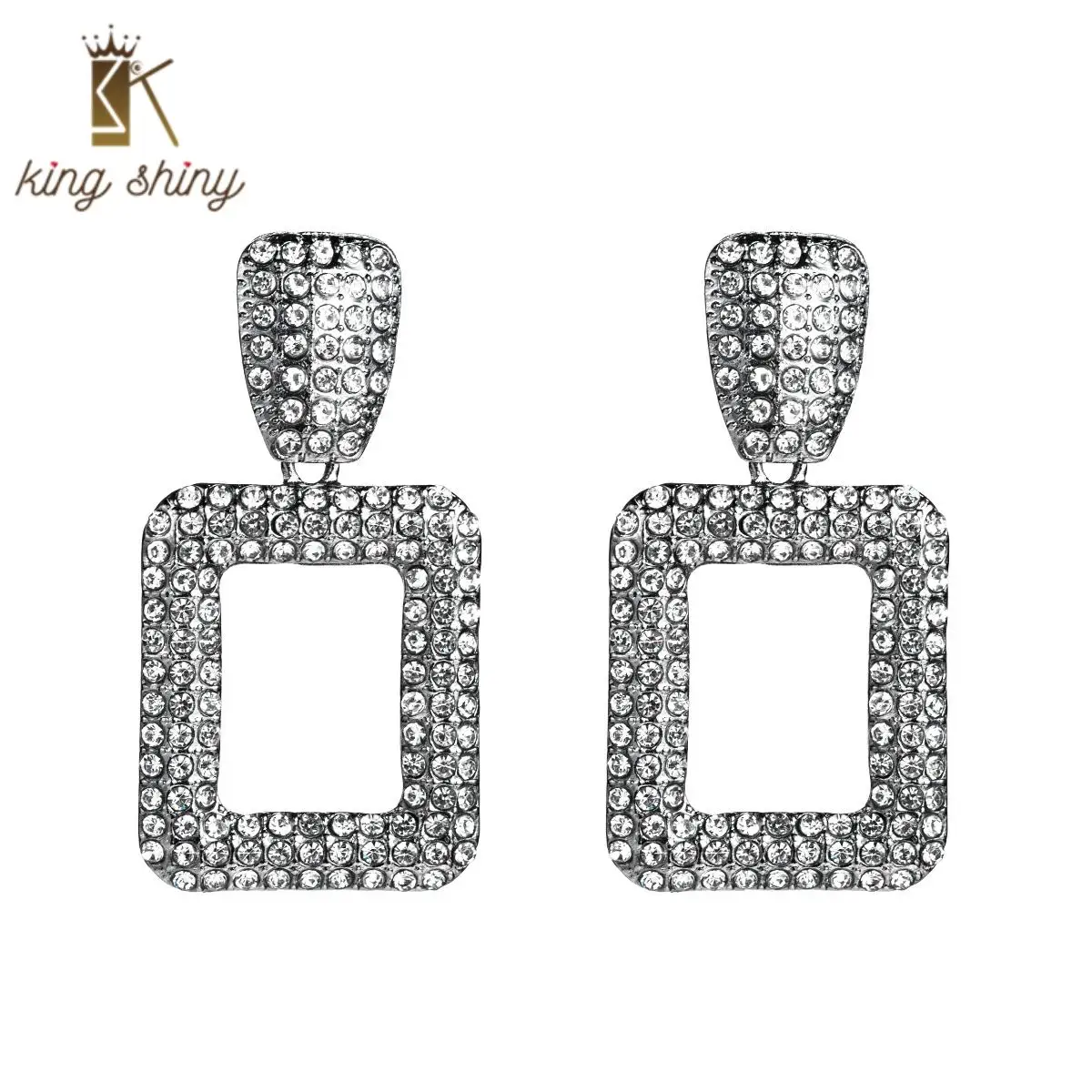 

2020 Za Brand New Arrivals Korean Statement Earrings for Woman High Class Trendy Geometric Color Rhinestone Square Drop Earrings