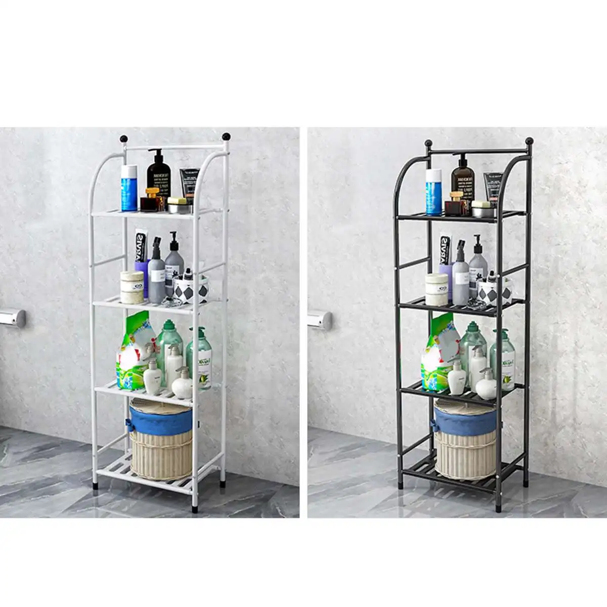 

Metal 4 Tiers Kitchen Storage Rack Food Drinks Condiment Holder Organizer Rolling Utility Trolley Cart Storage Shelf Racks Stand