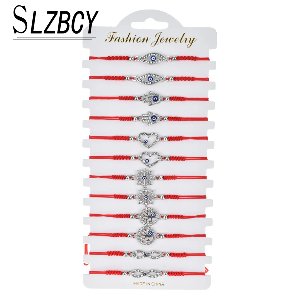 12 шт./компл. ручной работы плетеный Канат Регулируемый Набор браслетов Дерево