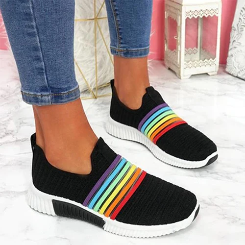 

Women Sneakers Woman Rainbow Color Vulcanized Women's Mesh Breathable Flat 2020 Ladies Comfortable Footwear Female Running Shoes