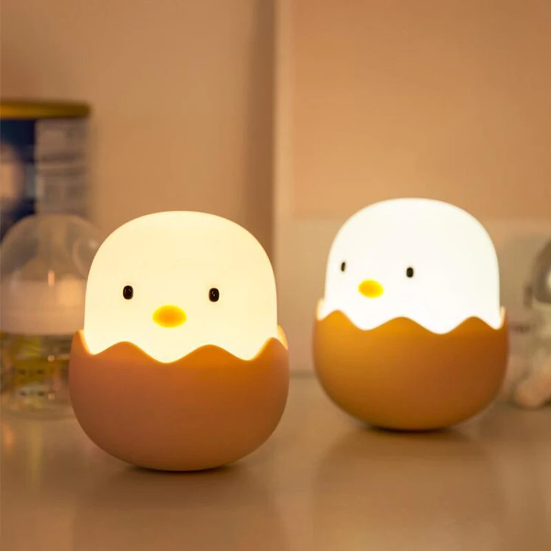 

Светодиодный детский ночсветильник из мягкого силикона, зарядка через USB, украшение для спальни, Подарочный ночник в виде цыпленка с животн...