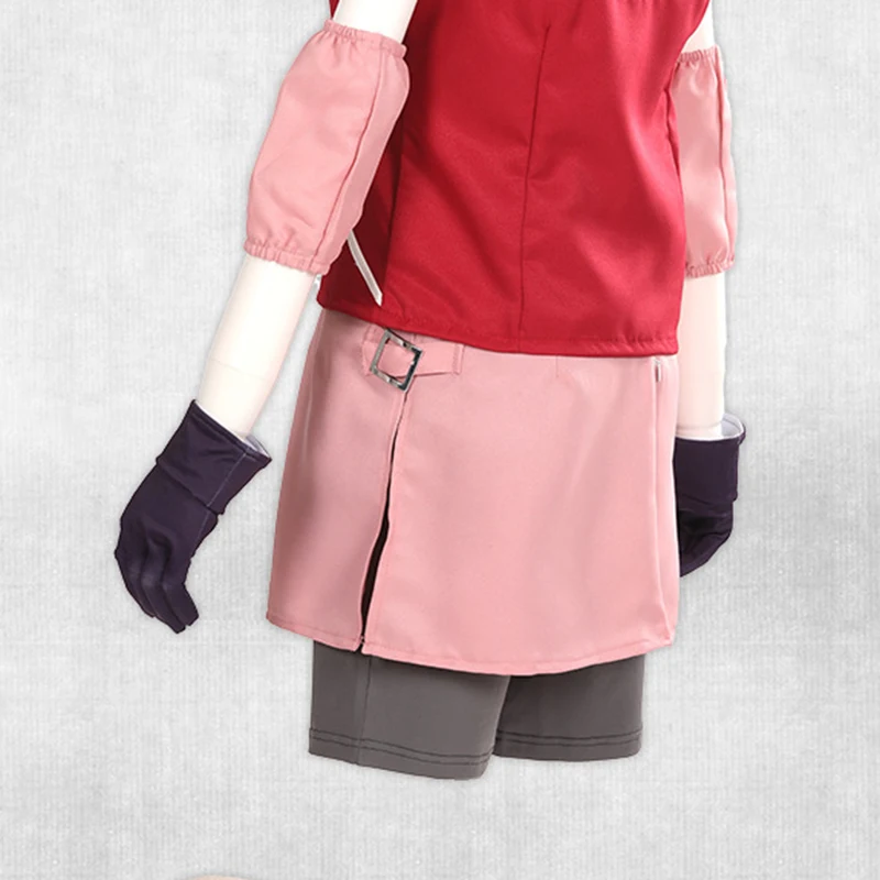 Аниме Сакура Харуно косплей красный костюм розовый парик повязка на голову сумка