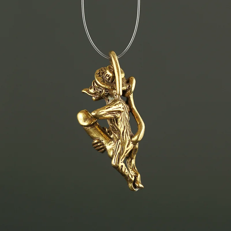 Латунный брелок с изображением озорной обезьянки большого гениталии для