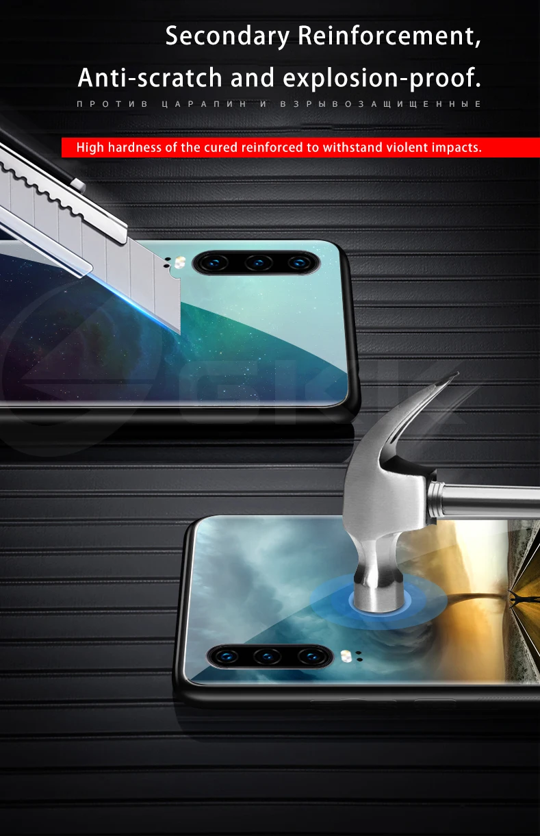 GKK чехол из закаленного стекла для huawei P30 Pro Lite, защитный противоударный мягкий край, Рисунок высокой четкости, чехол для huawei P30 Pro