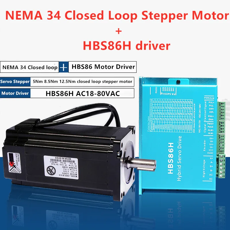 5NmNEMA 34 шаговый двигатель с замкнутым контуром Серводвигатель 86 мм подходящим HBS86H